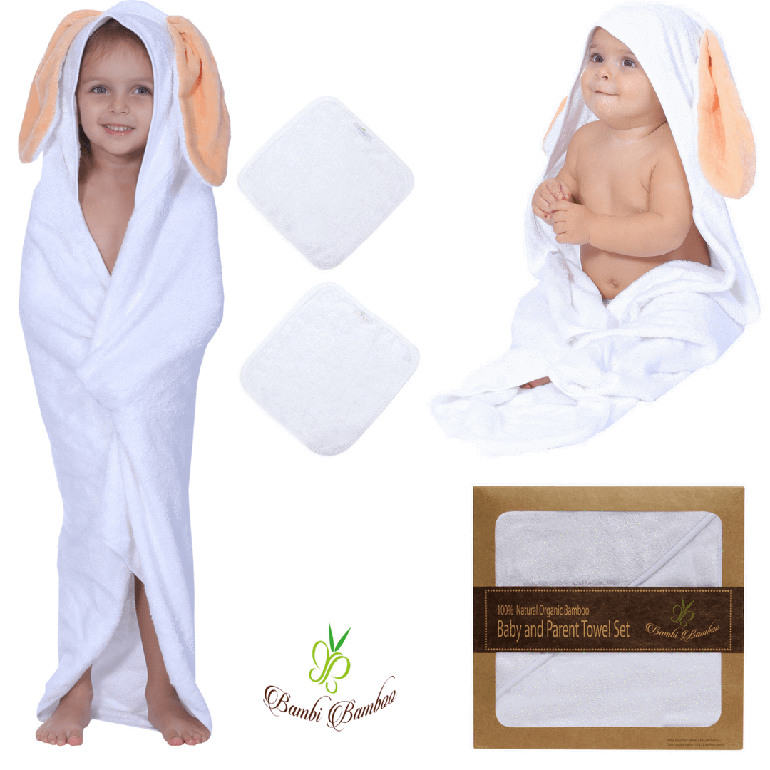 Bamboo Viscose Amber Bunny Hooded Towel & 2 Washcloths